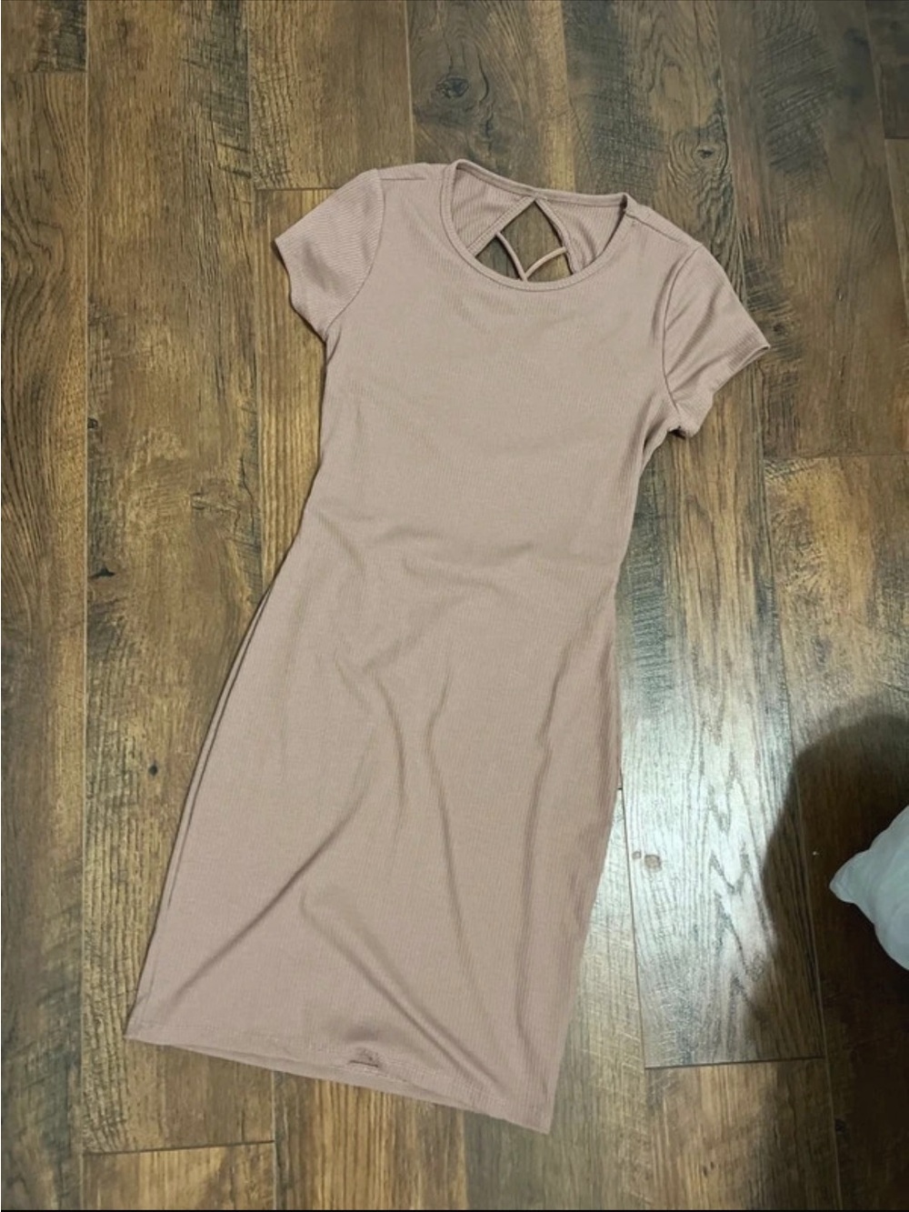 Heart Hips Blush Ribbed Cross-Back Mini Dress